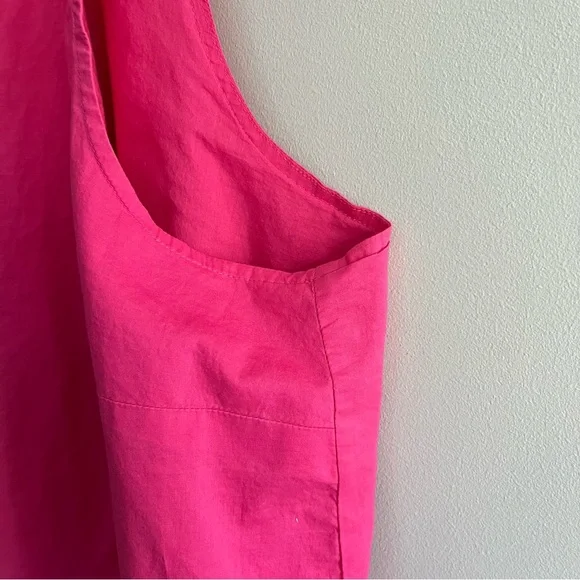 J. Crew Hot Pink Sleeveless Ruffle-Neck Tank with Orange Floral Trim 3X - Picture 7 of 14